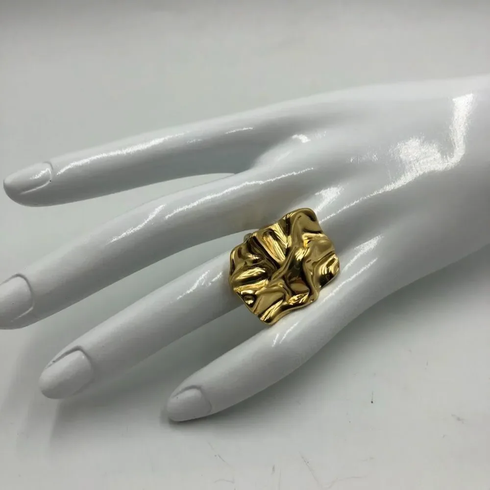 18K Gold Plated Women's Art Inspired Open Back Ring Hypoallergenic Waterproof